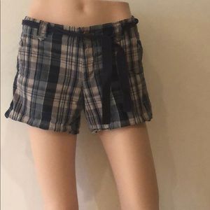 Plaid Gap belted shorts
